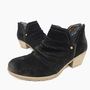Earth Origins Boots Size 7 Black Suede Leather Amanda Ankle Booties​​